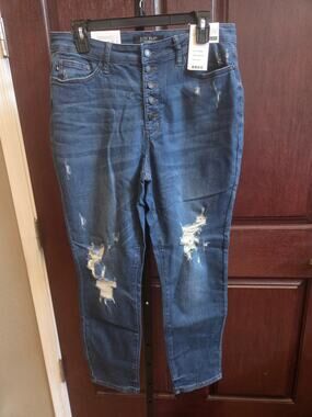 NWT Judy Blue High Waist Button Fly Boyfriend Jeans 15/32
